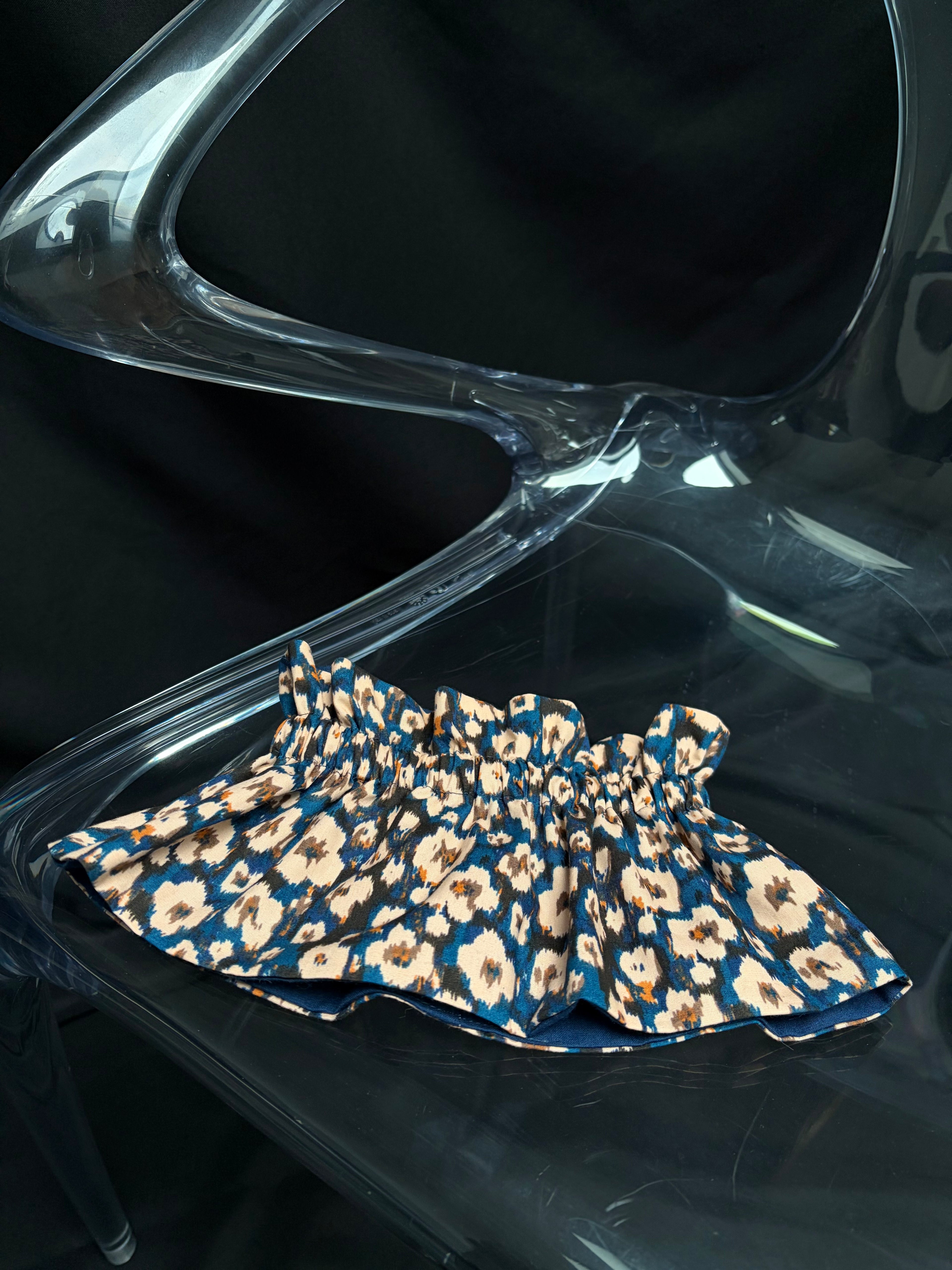 Col réversible - Léopard / Bleu marine