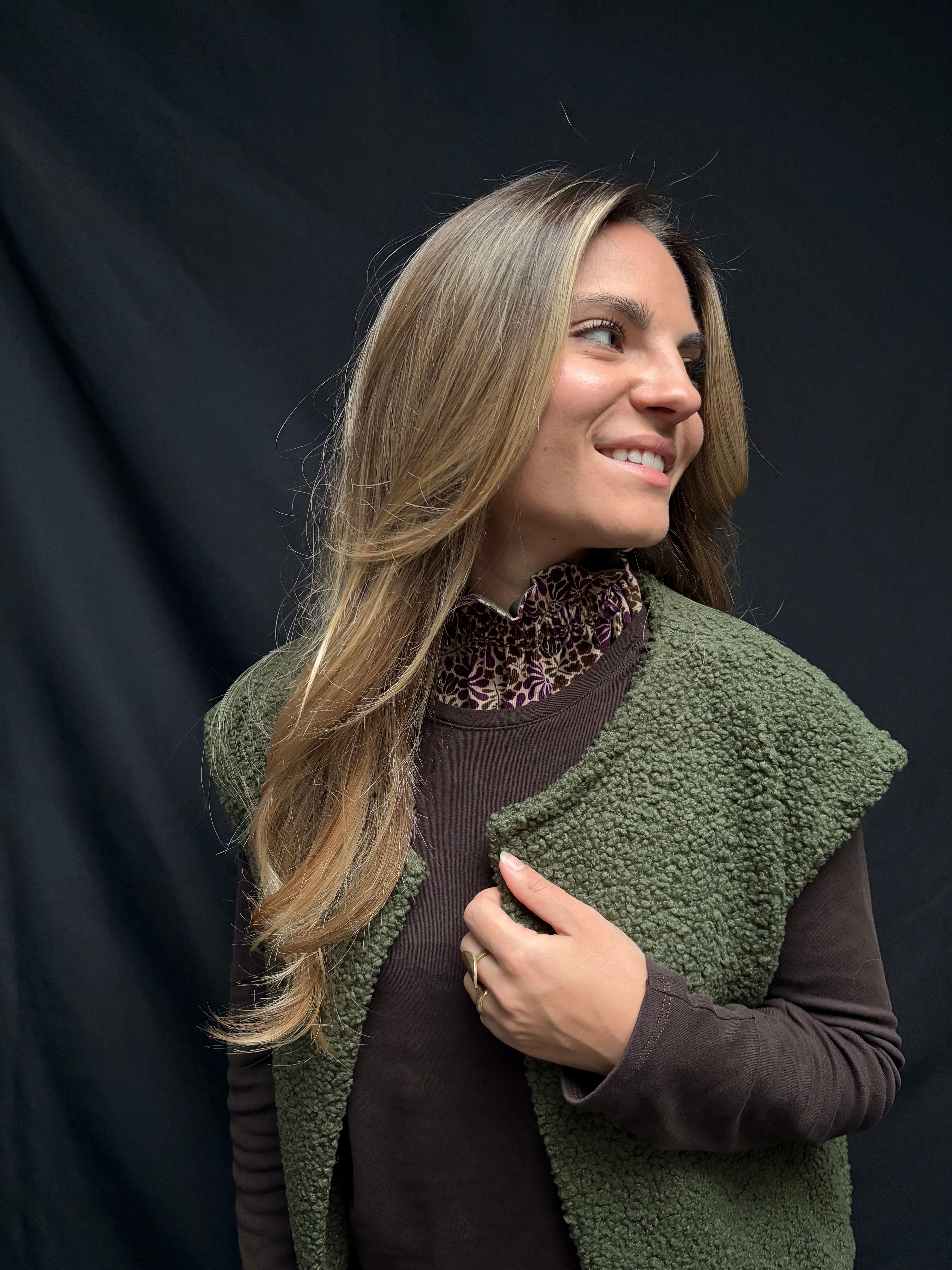 Col réversible - Fleuris / Kaki