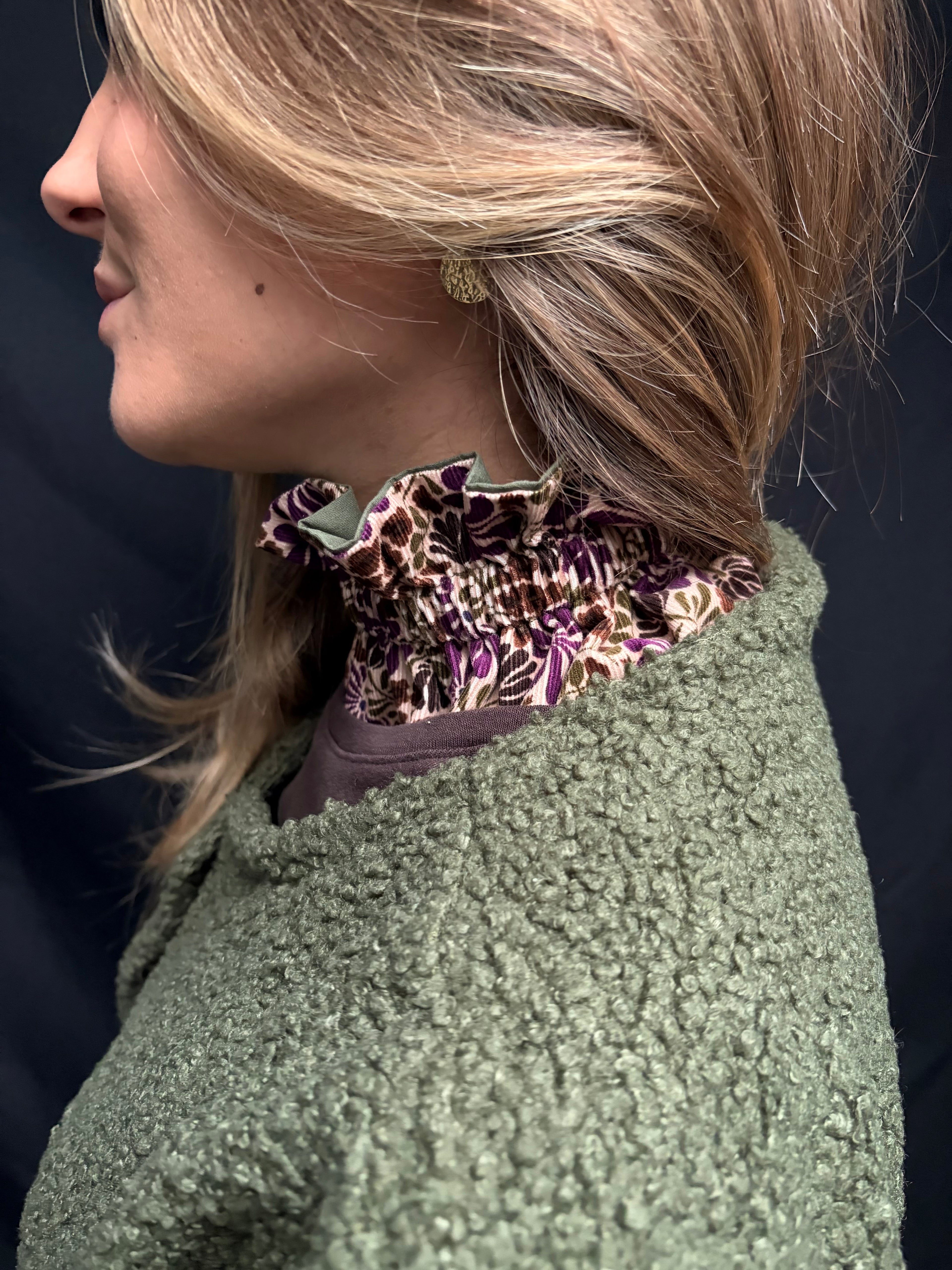 Col réversible - Fleuris / Kaki