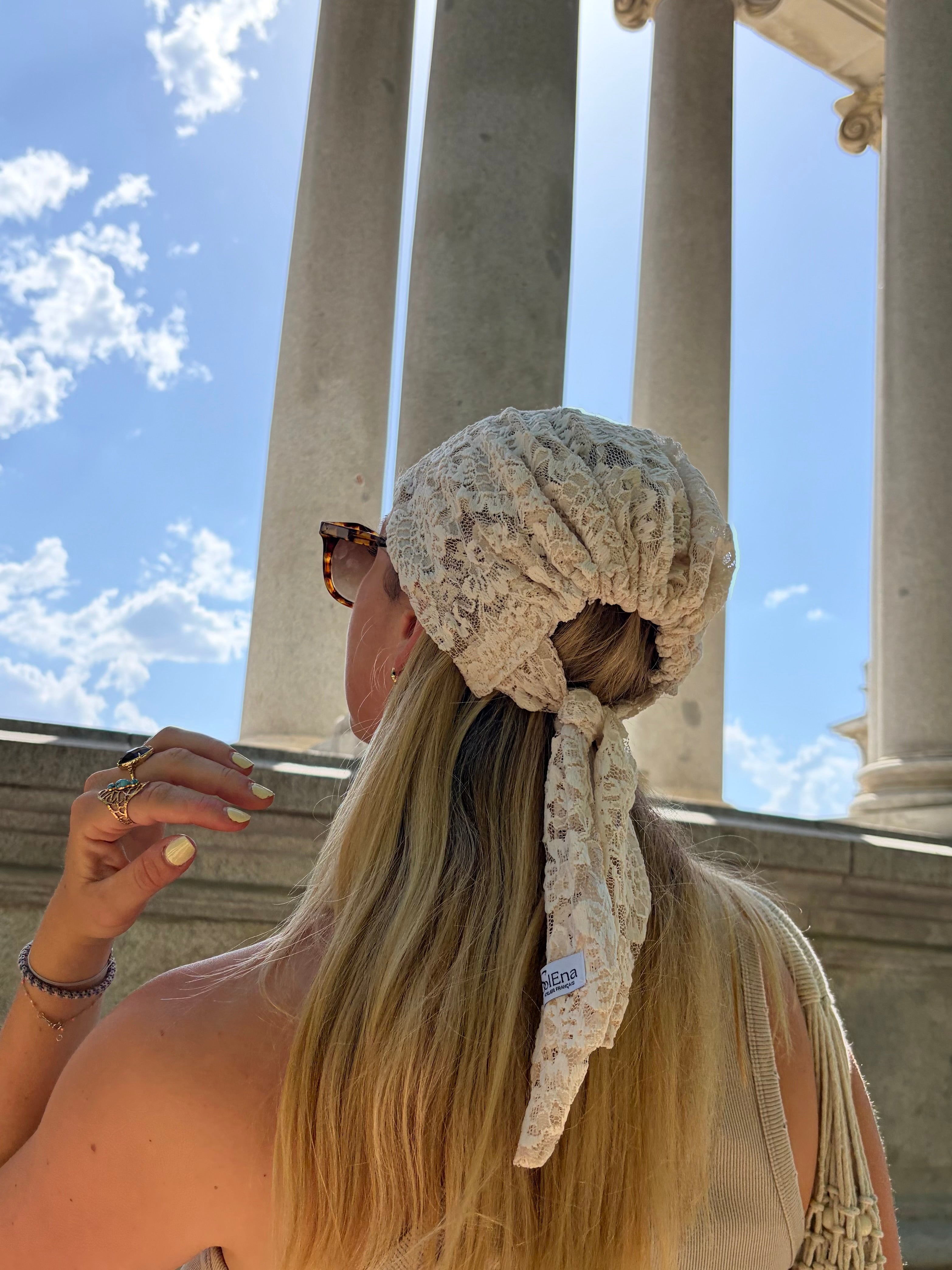 Bandana à nouer dentelle crème