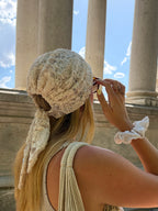 Bandana à nouer dentelle crème