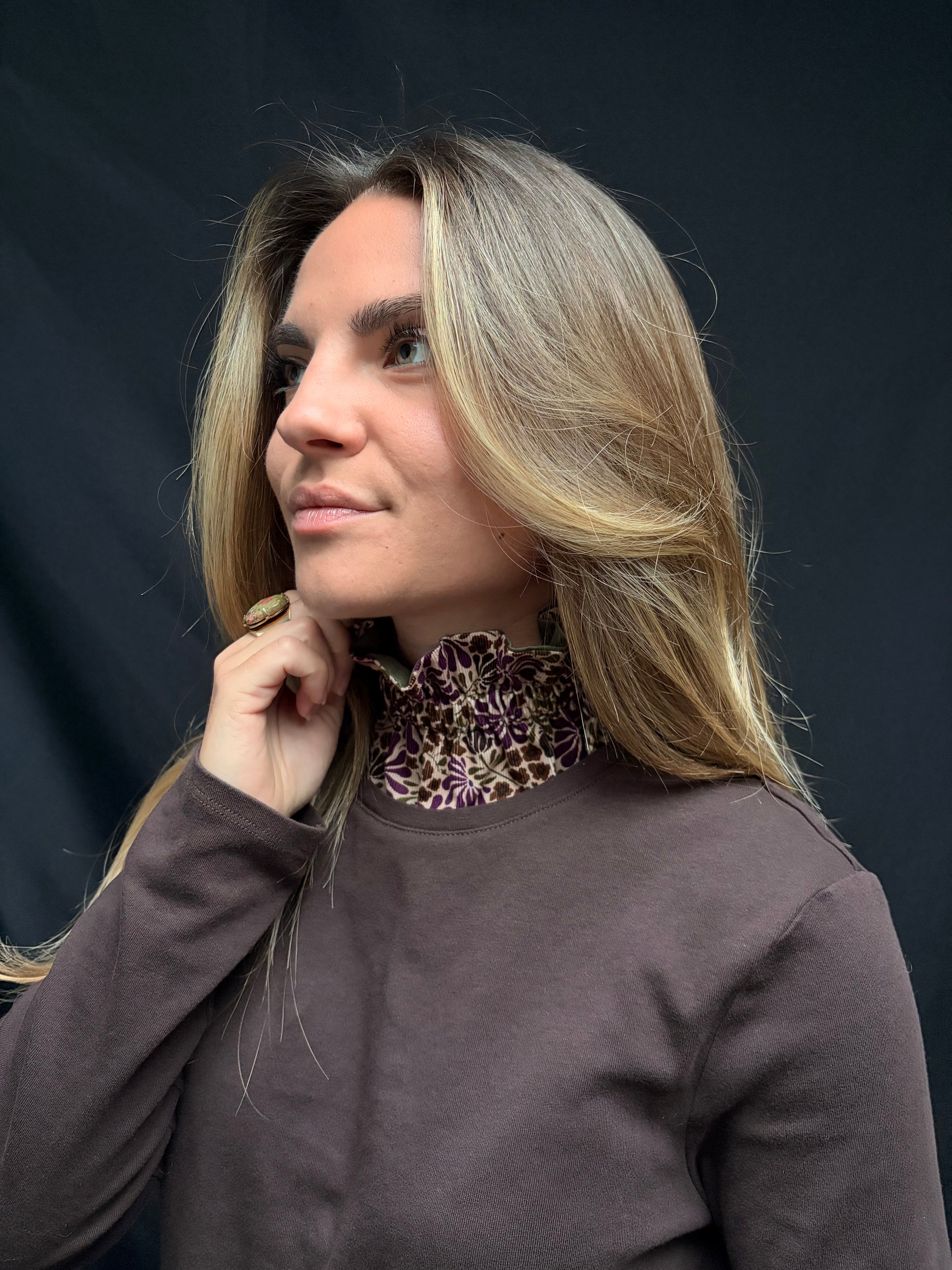 Col réversible - Fleuris / Kaki