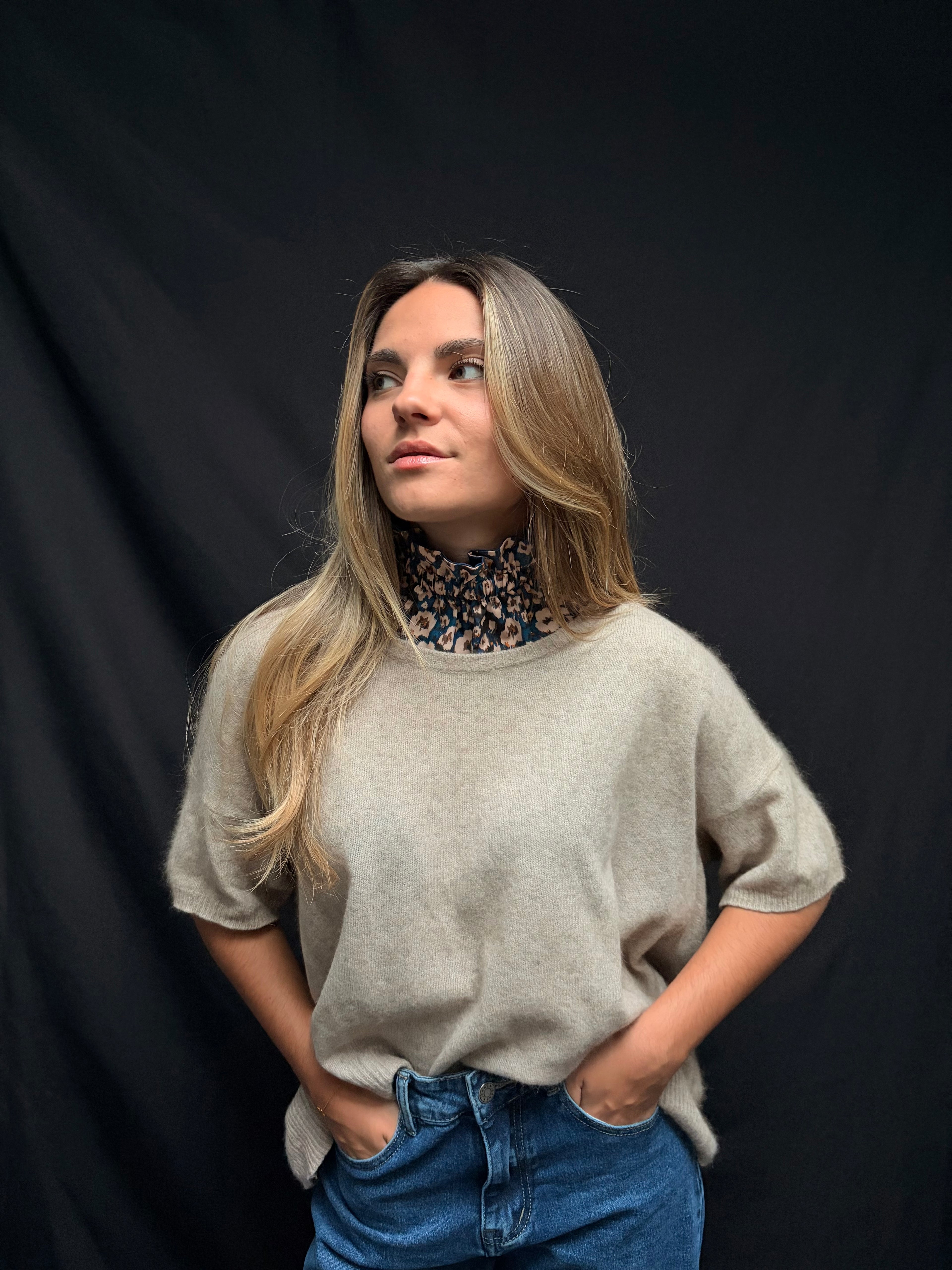 Col réversible - Léopard / Bleu marine