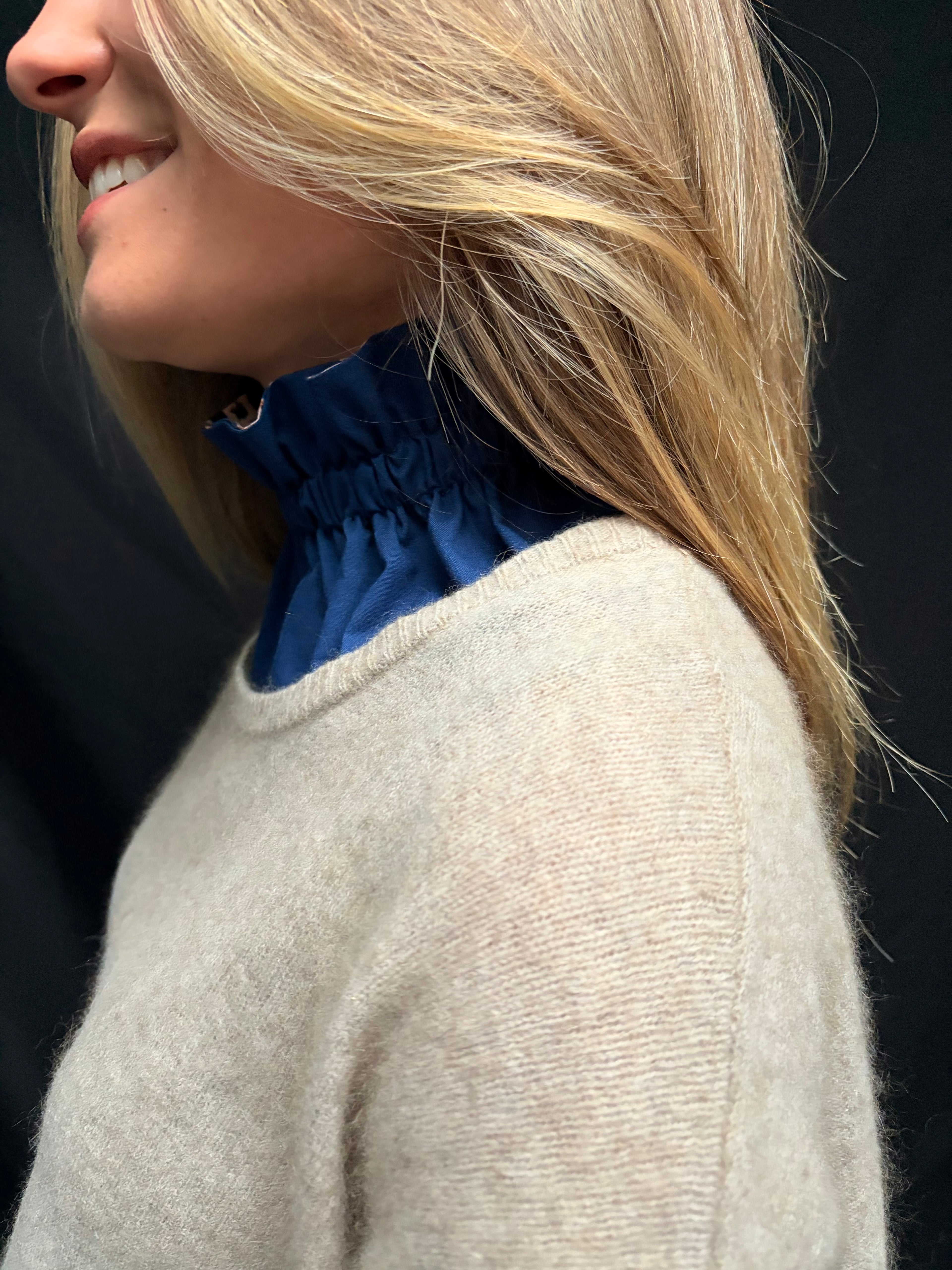 Col réversible - Léopard / Bleu marine